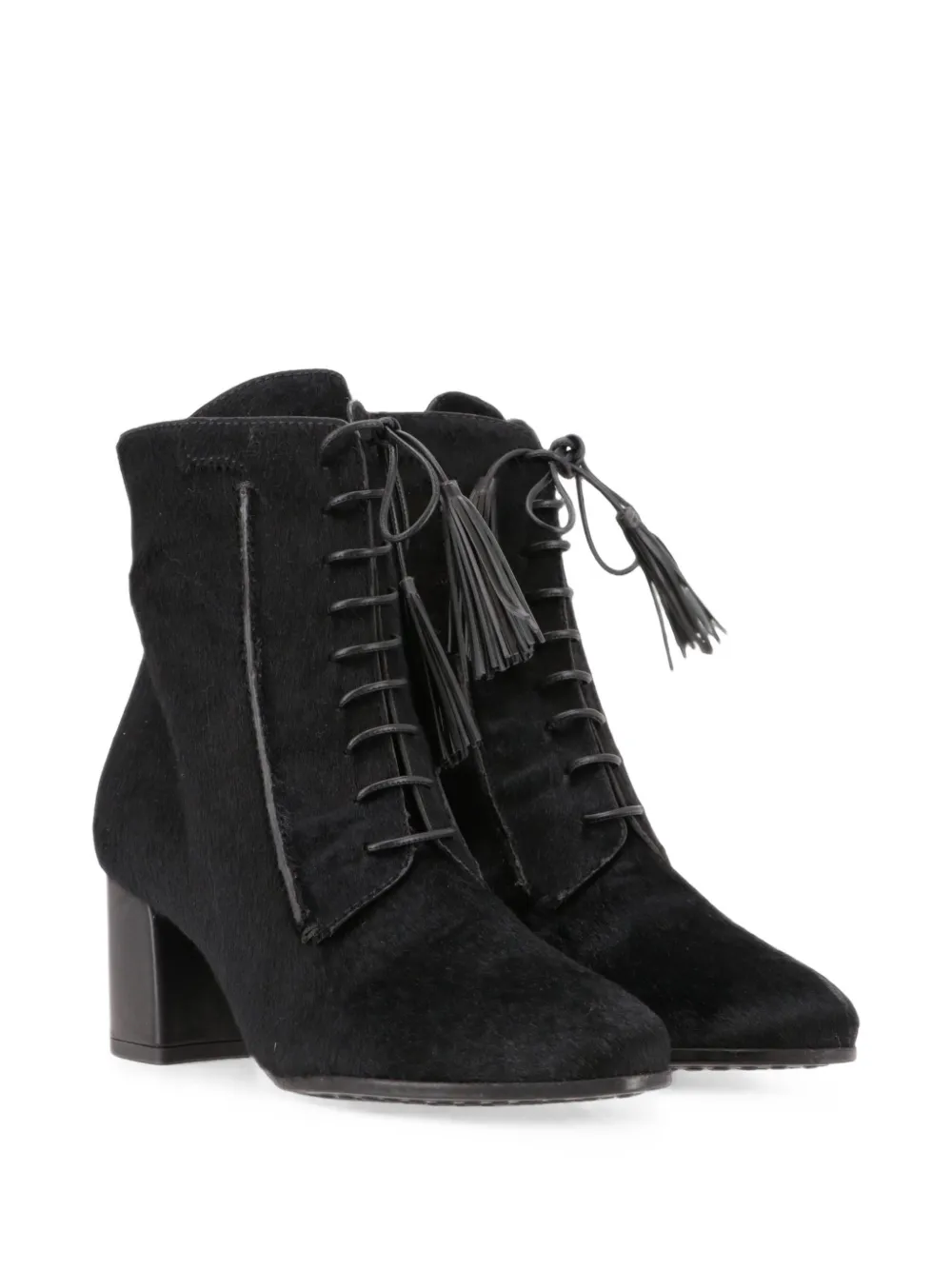 Tod's lace-up tassel ankle boots Zwart