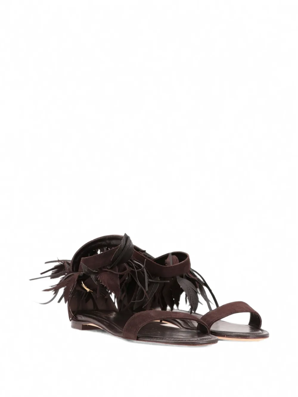 Tod's feather-embellished sandals Bruin