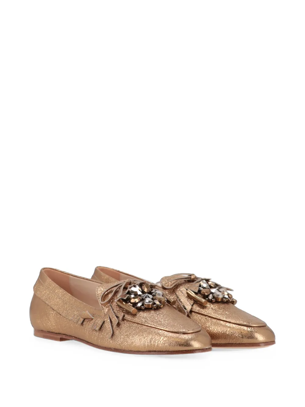 Tod's embellished fringed loafers Goud