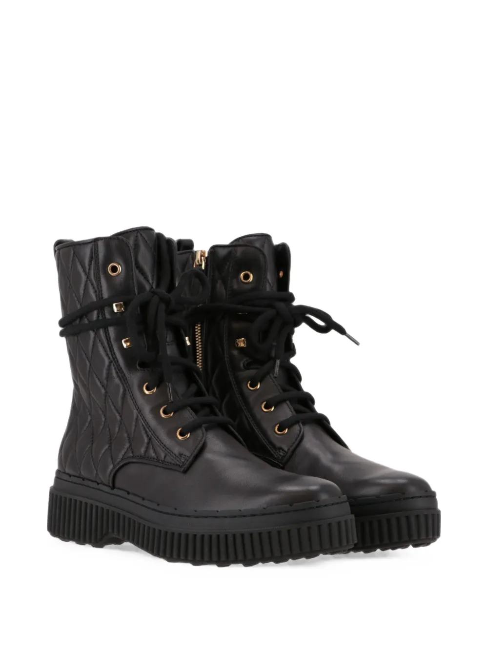 Tod's quilted lace-up boots Zwart