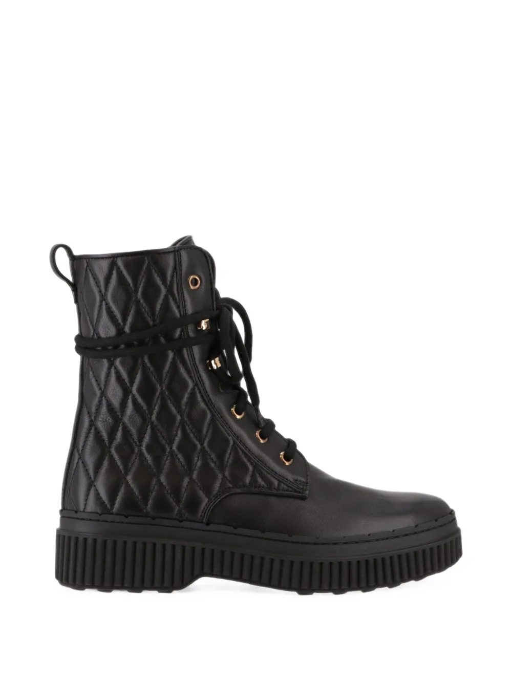 Tod's quilted lace-up boots Zwart