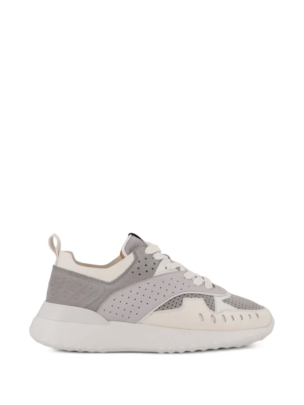 Tod's perforated-details lace-up panelled sneakers Grijs