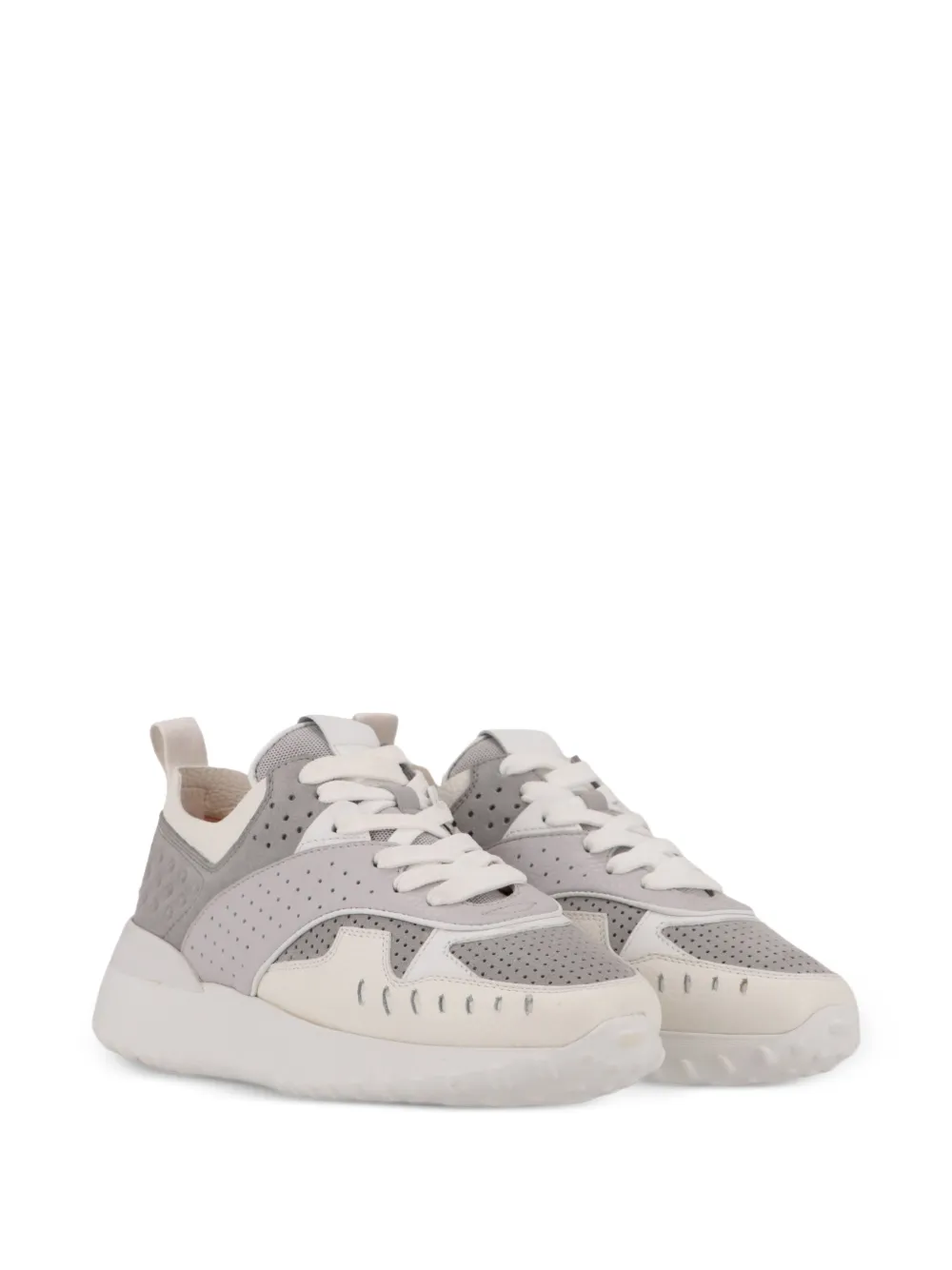 Tod's perforated-details lace-up panelled sneakers Grijs