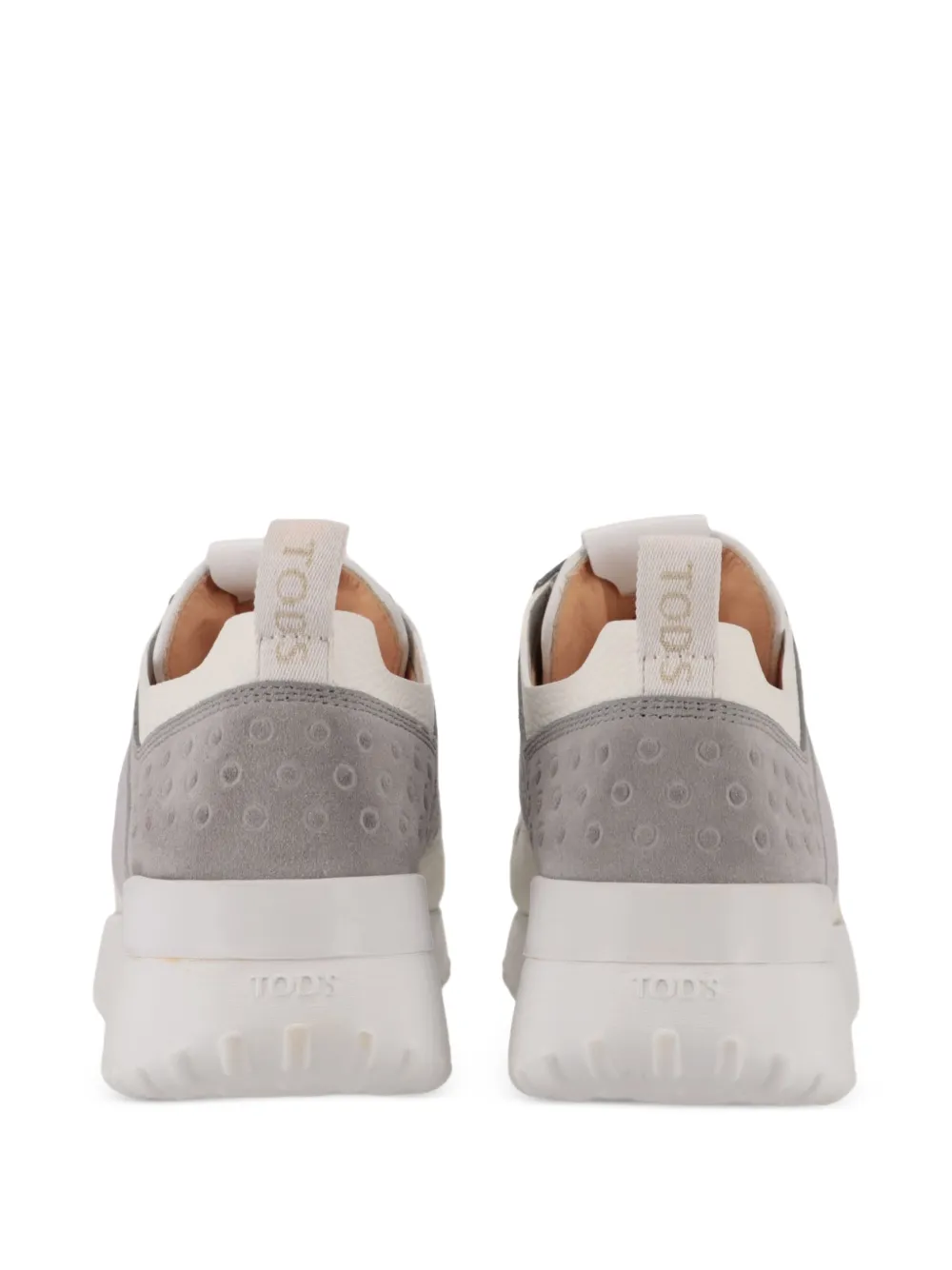 Tod's perforated-details lace-up panelled sneakers Grijs
