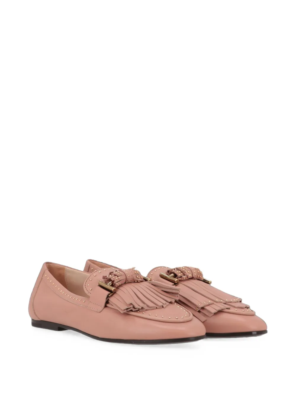 Tod's fringed stud-embellished loafers Roze