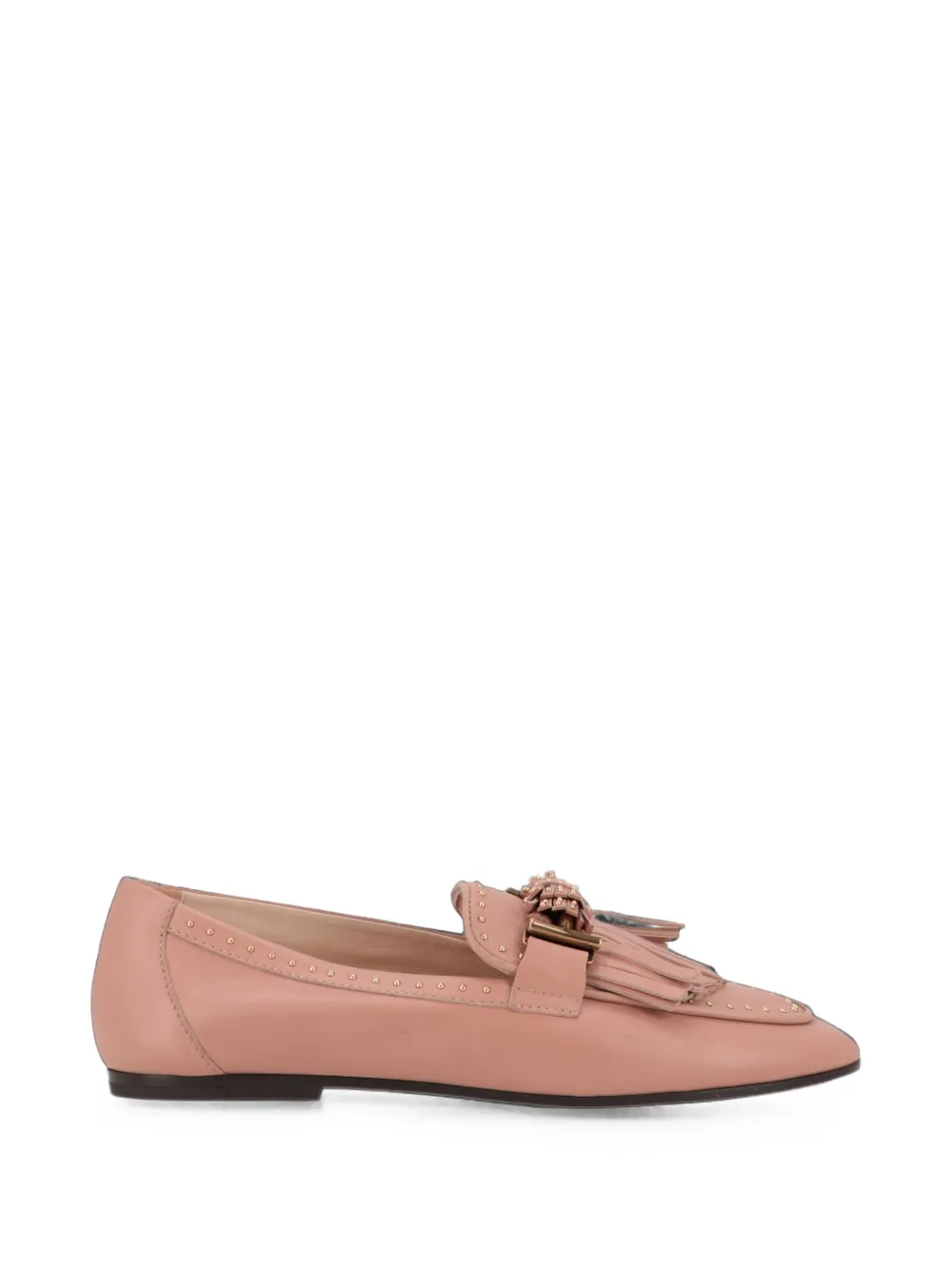 Tod's fringed stud-embellished loafers Roze