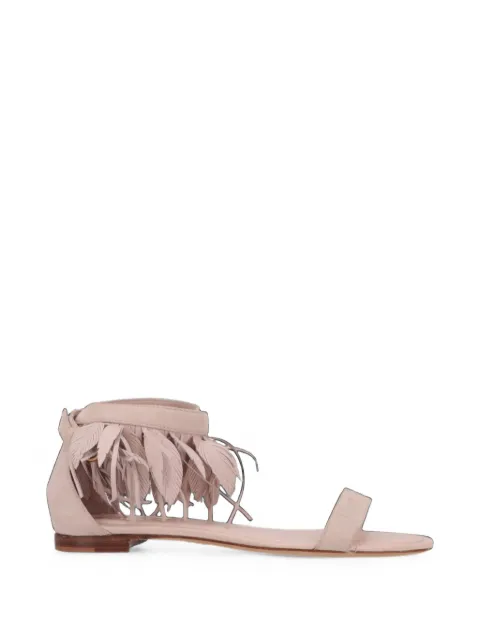 Tod's feather-embellished suede sandals