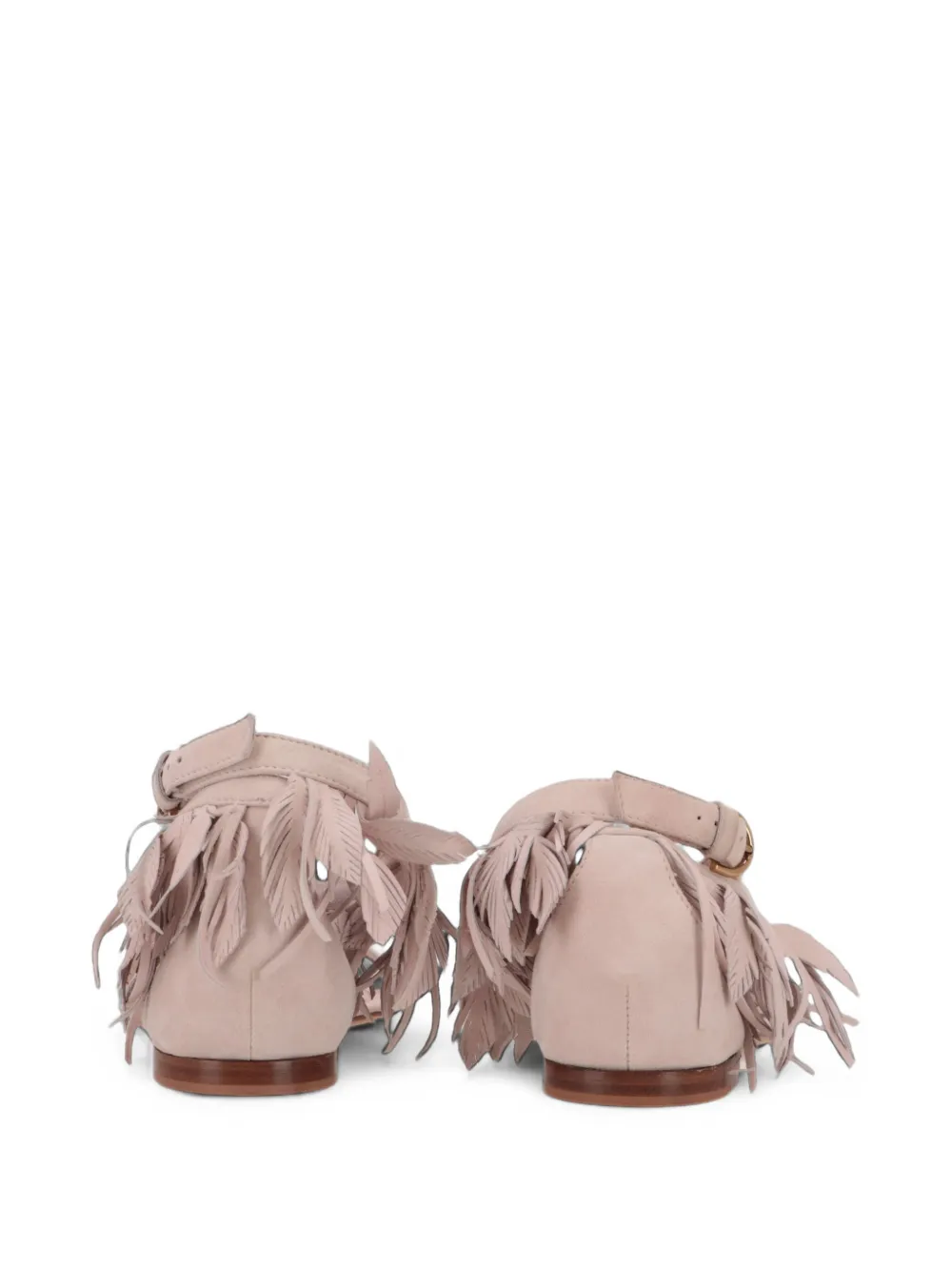 Tod's feather-embellished suede sandals Roze