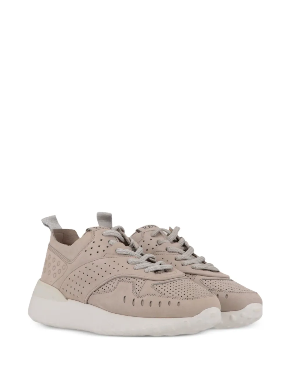 Tod's perforated-details lace-up panelled sneakers Grijs