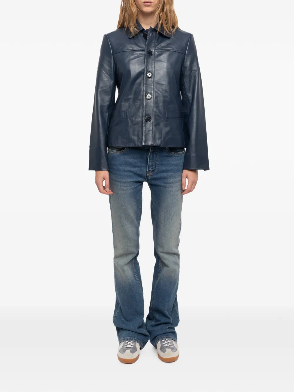 Zadig&Voltaire Liamys leren jack Blauw