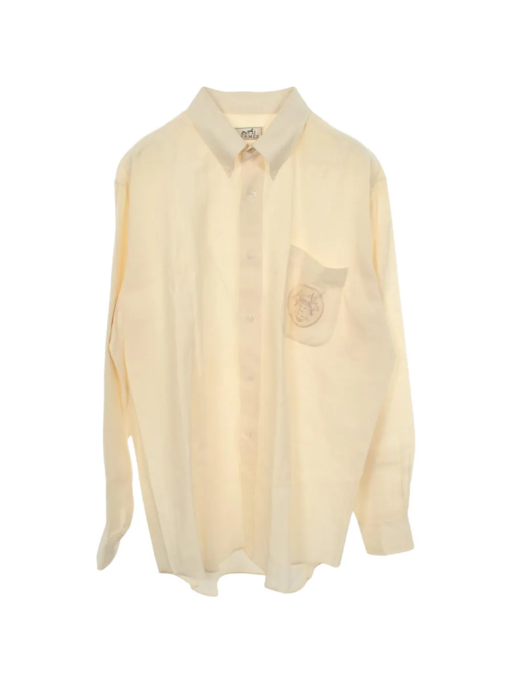 Hermès Pre-Owned chemise à broderie H et manches longues (années 2010) - Tons neutres Hermès Pre-Owned chemise à broderie H et manches longues (années 2010) - Tons neutres
