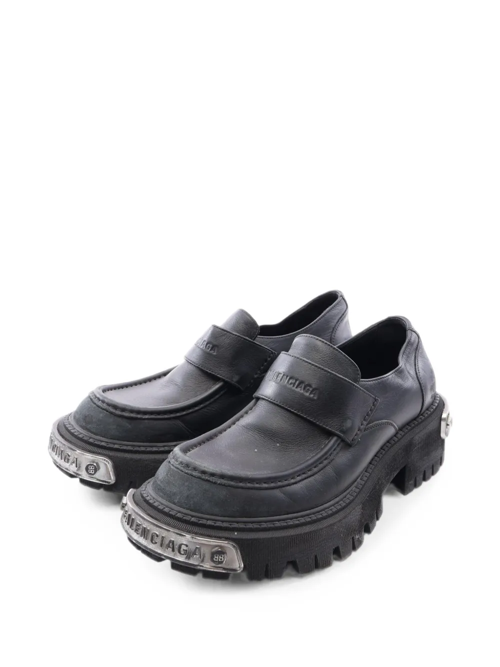 Balenciaga Pre-Owned 2010s Tractor logo-plate platform loafers - Nero