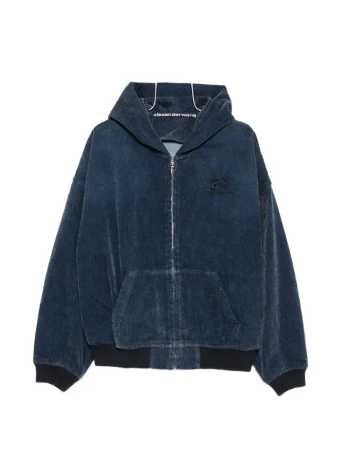 Alexander Wang logo-embroidered hooded denim jacket
