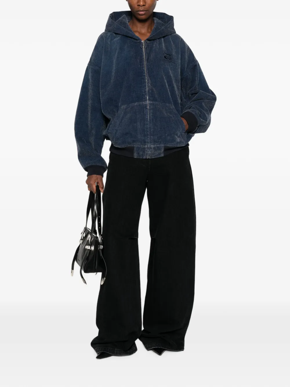 Alexander Wang logo-embroidered hooded denim jacket · XS