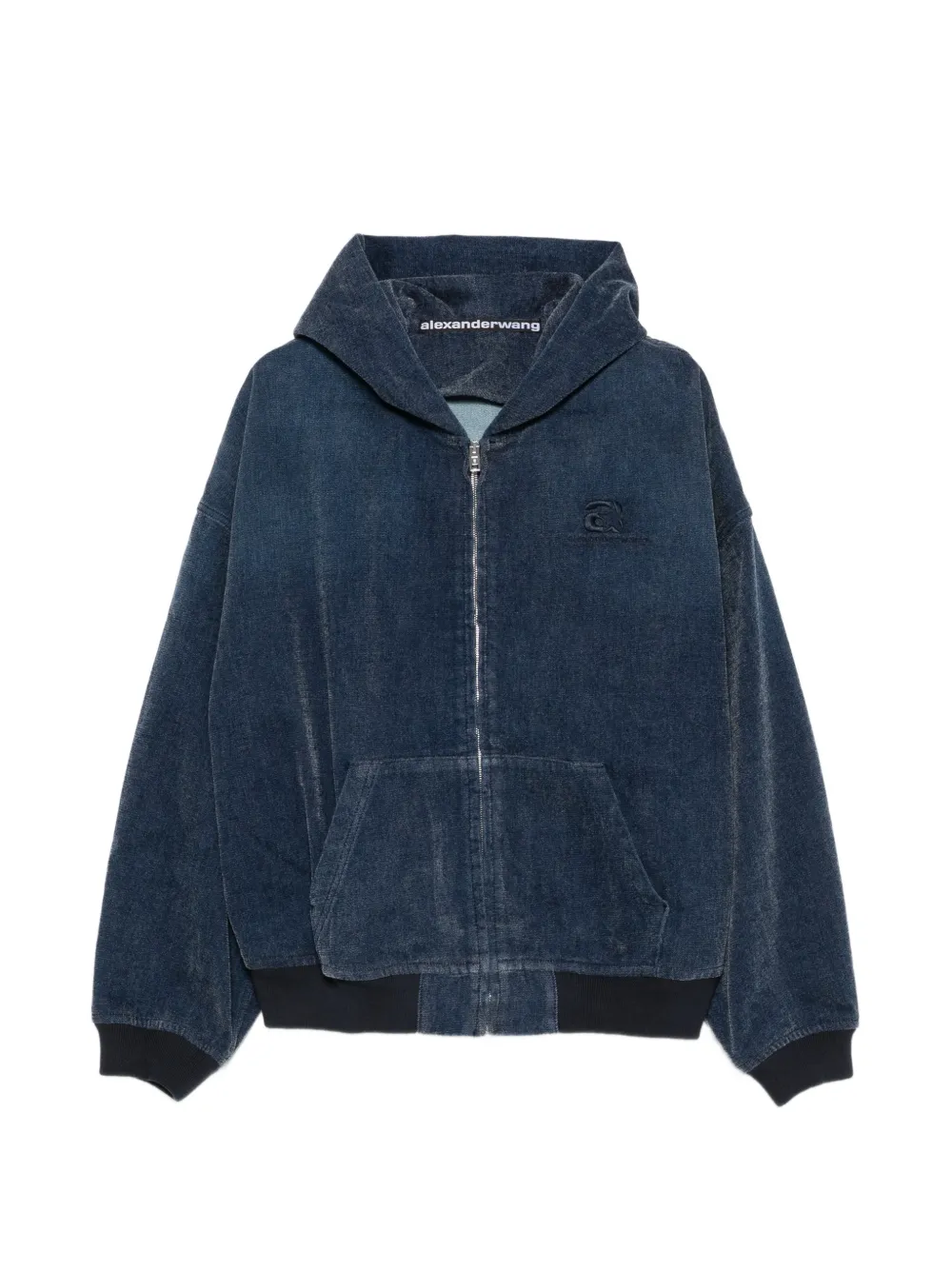 Alexander Wang logo-embroidered hooded denim jacket