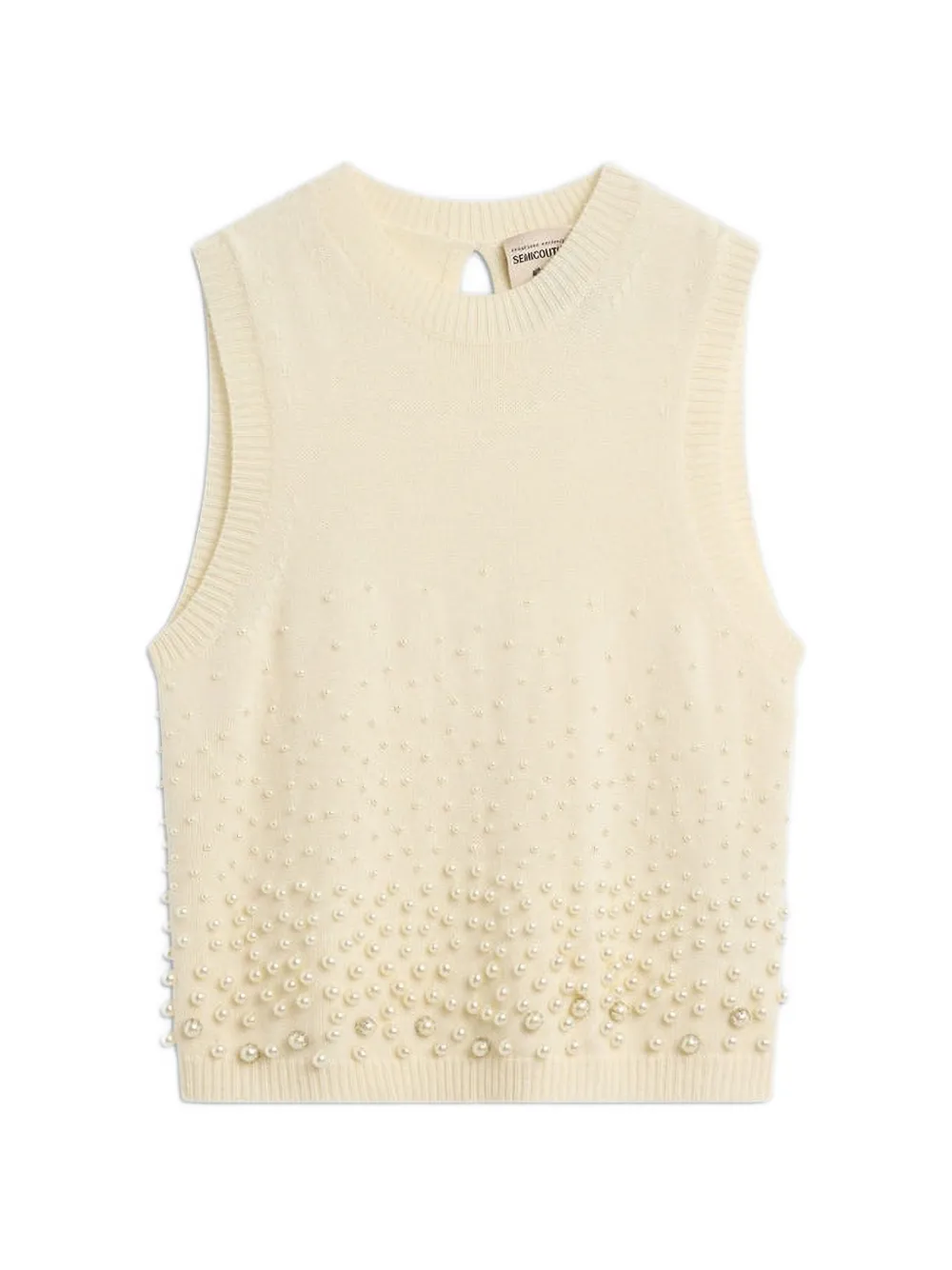 Semicouture faux-pearl embellished knitted waistcoat - Toni neutri