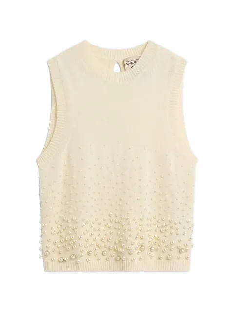 Semicouture faux-pearl embellished knitted waistcoat