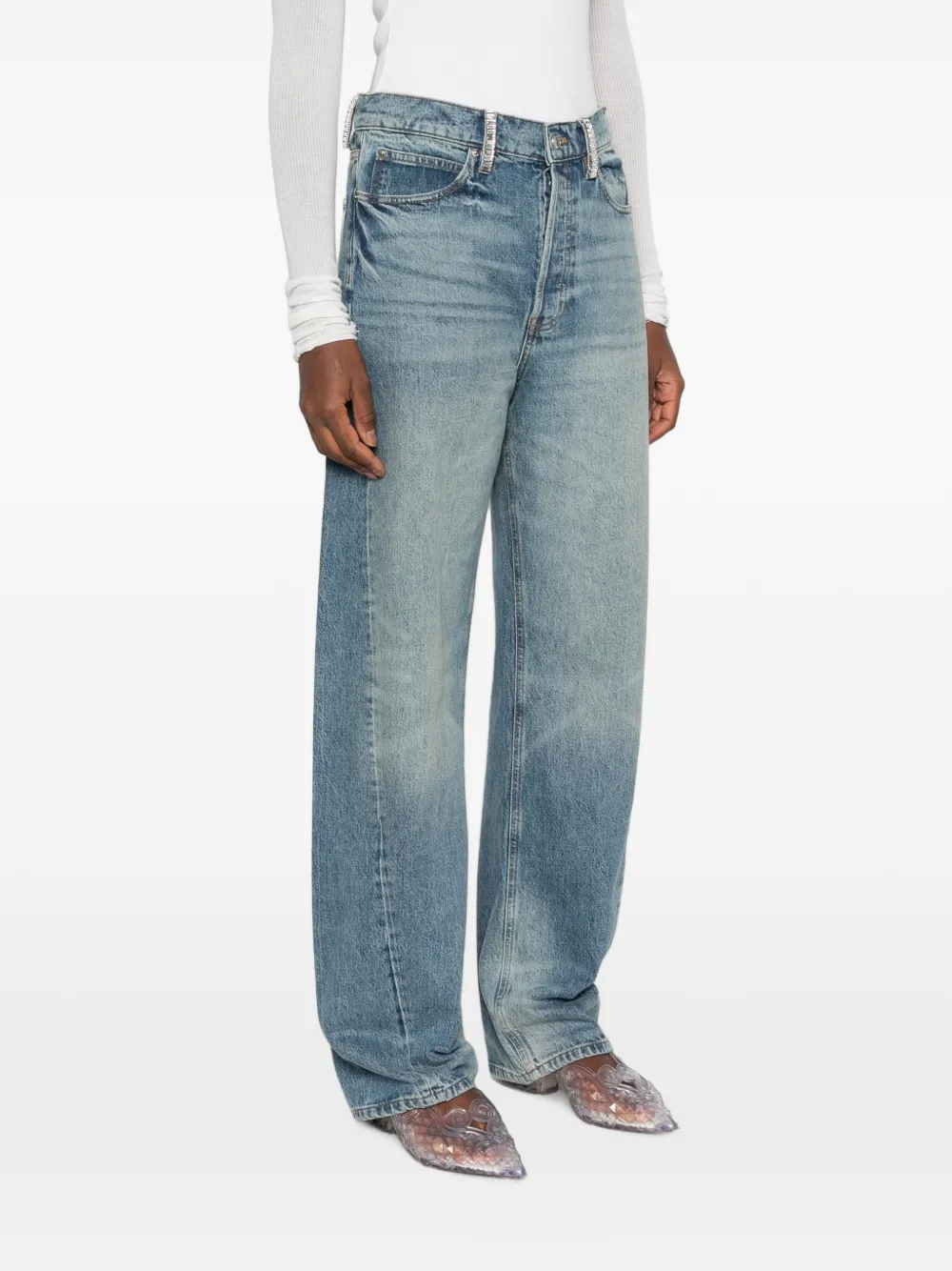 Alexander Wang Jeans verfraaid met kristallen Blauw