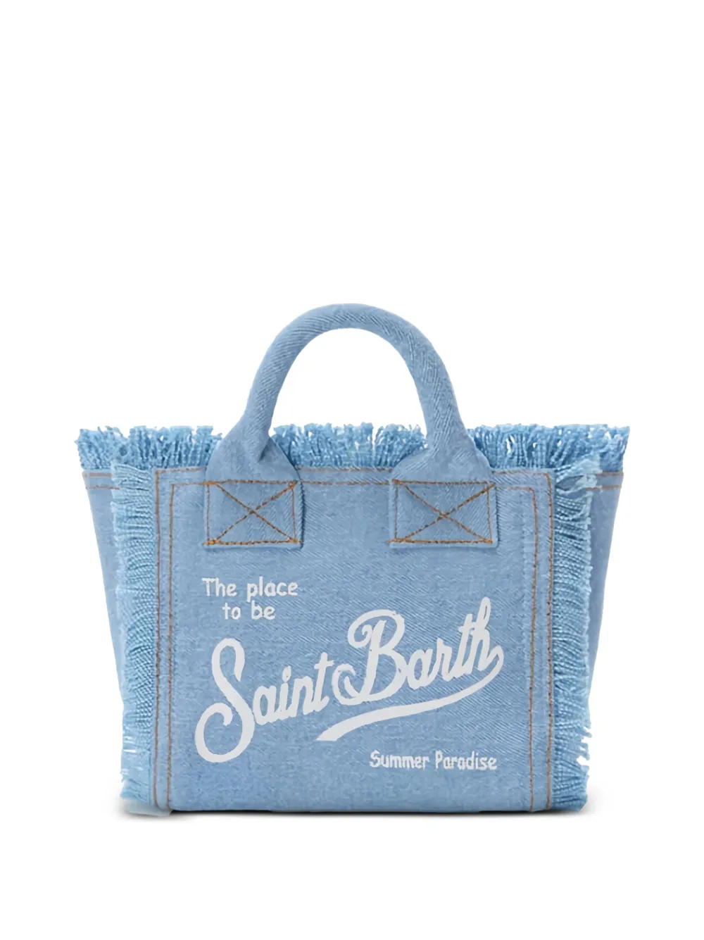 Mc2 Saint Barth Vanity Mini Frayed Tote Bag In Blue