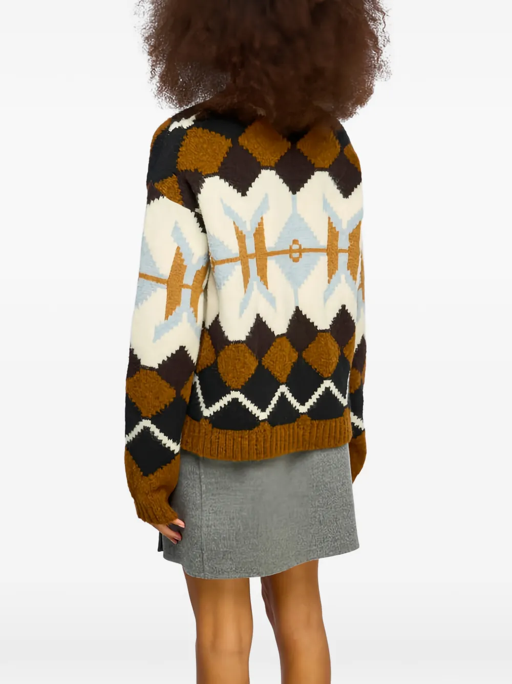 Semicouture Maglia geometric-intarsia sweater Bruin