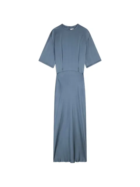 Semicouture satin-finish short-sleeve maxi dress