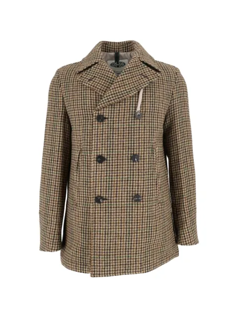 Camplin houndstooth-pattern Island pea coat