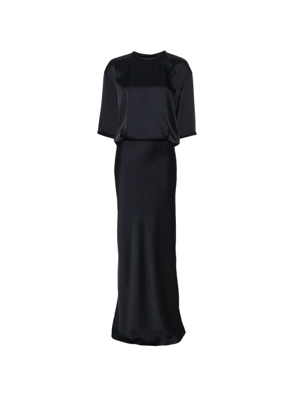 Semicouture satin-finish open-back maxi dress