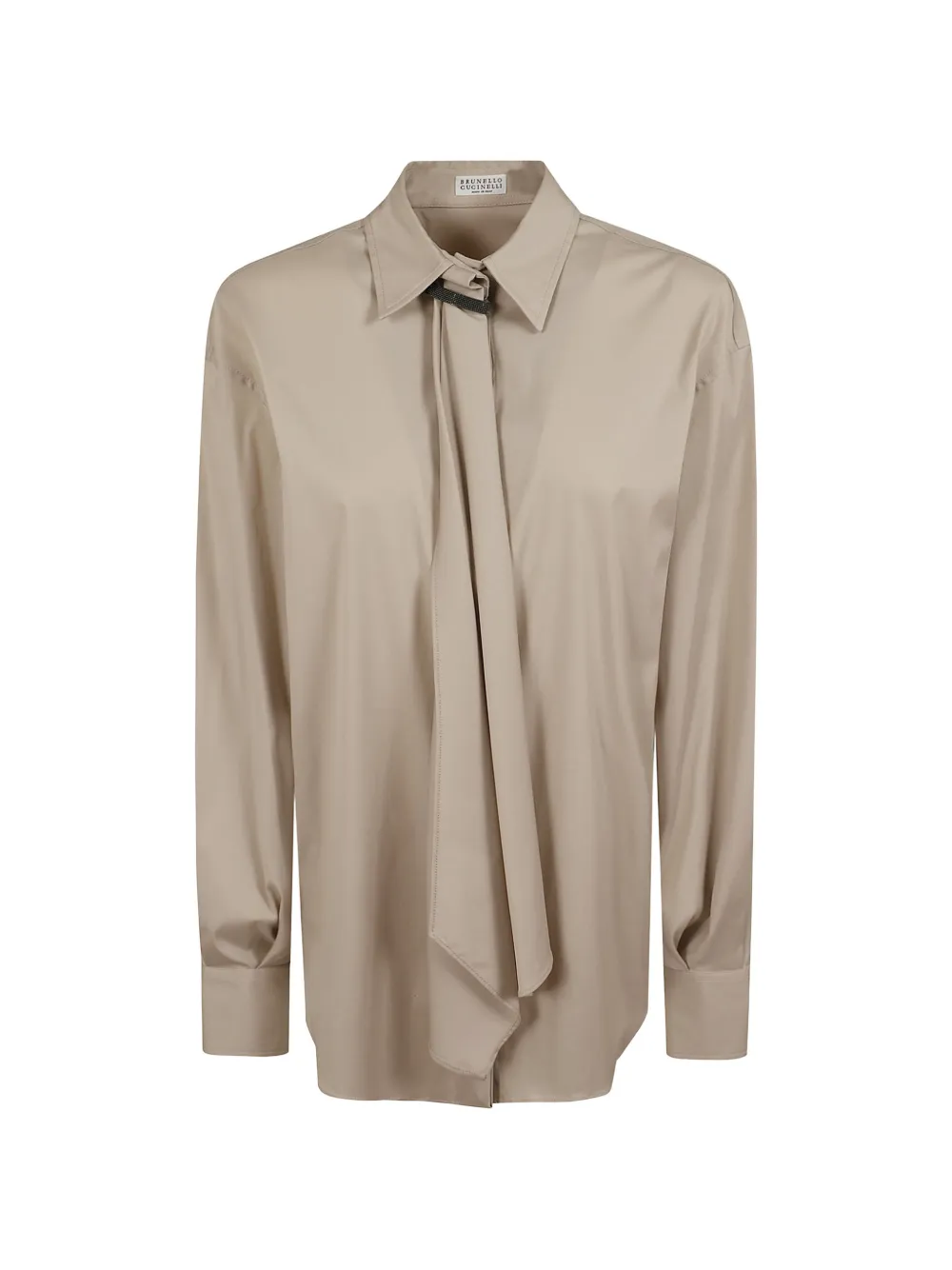 Brunello Cucinelli Monili-detail tie-fastening shirt - Toni neutri