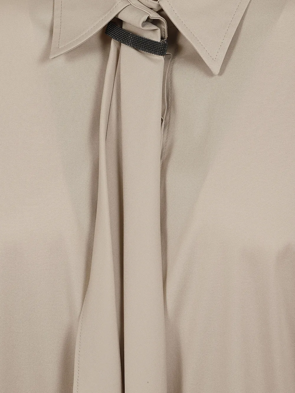 Brunello Cucinelli Blouse met striksluiting en Monili-detail Beige