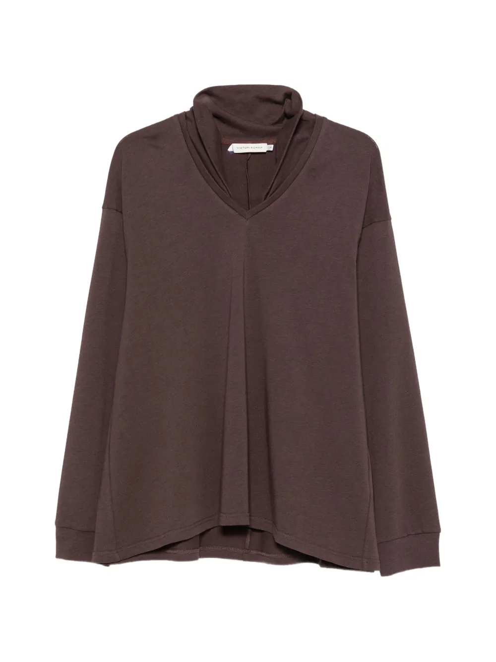 Viktoria Chan Inez Shawl-collar T-shirt In Brown