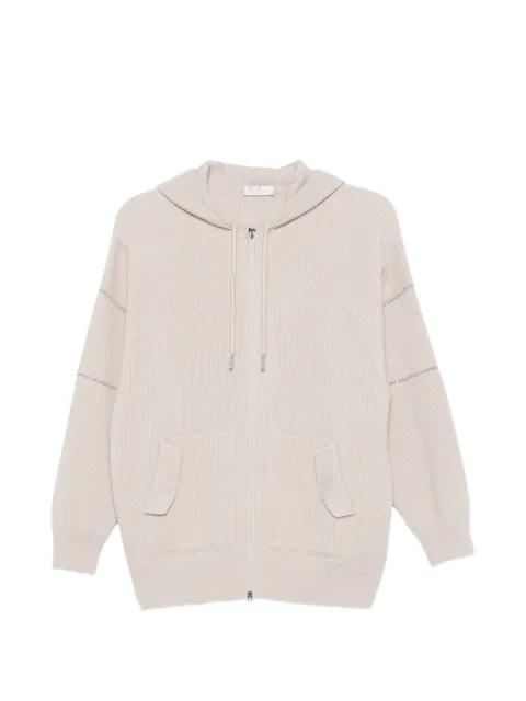 PANICALE ribbed-knit zip-up hoodie