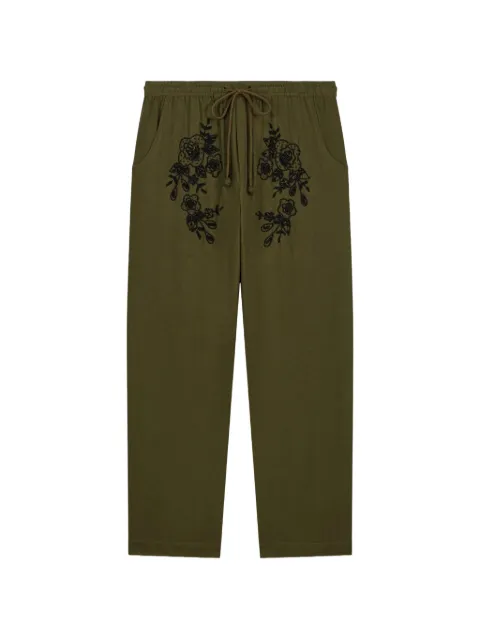 Baziszt Celeste floral-embroidered straight-leg trousers