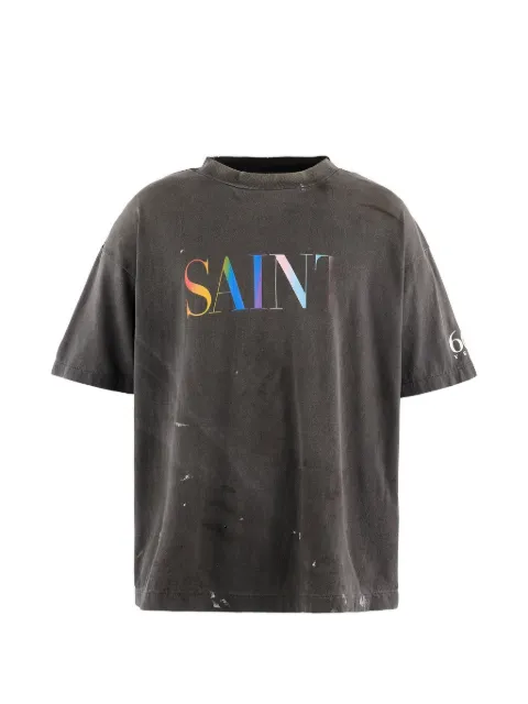 SAINT MXXXXXX logo-print distressed T-shirt