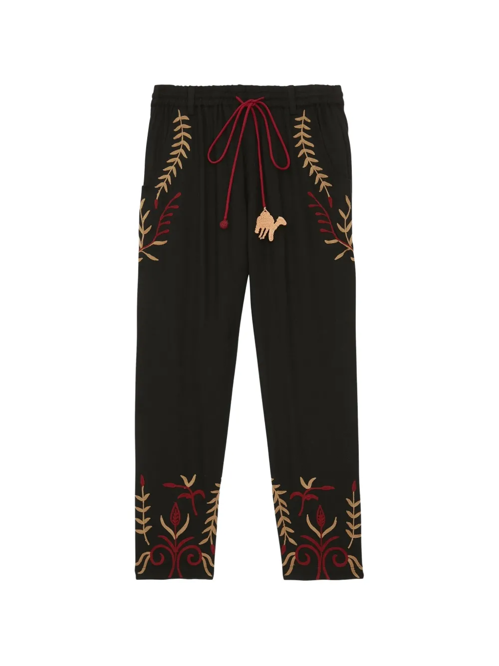 Baziszt Kati embroidered drawstring straight-leg trousers - Nero
