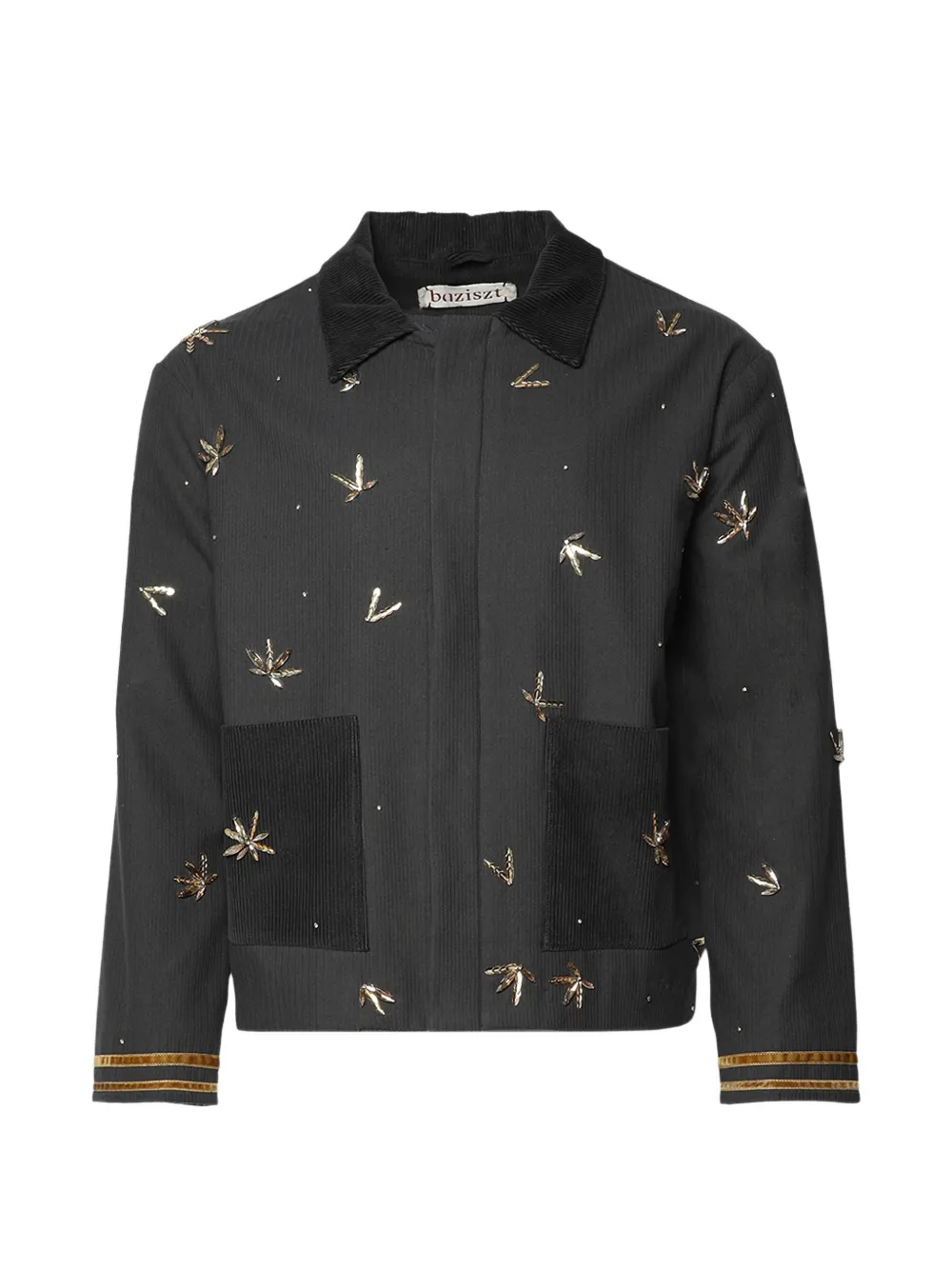 Baziszt Plomb bead-embellished corduroy jacket - Grigio