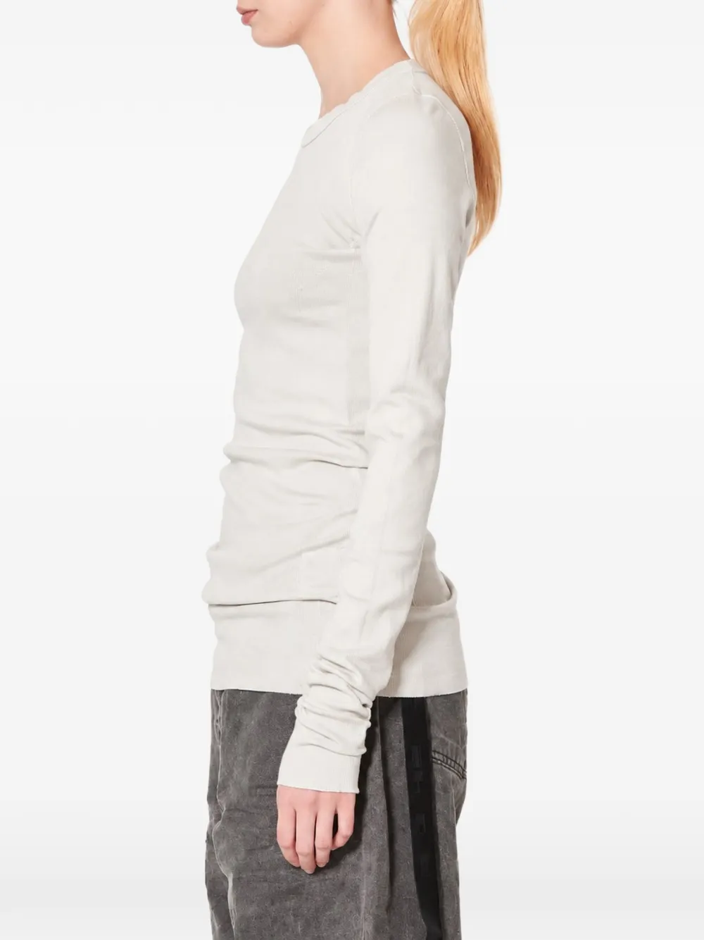 Rick Owens ribbed long-sleeve T-shirt Beige