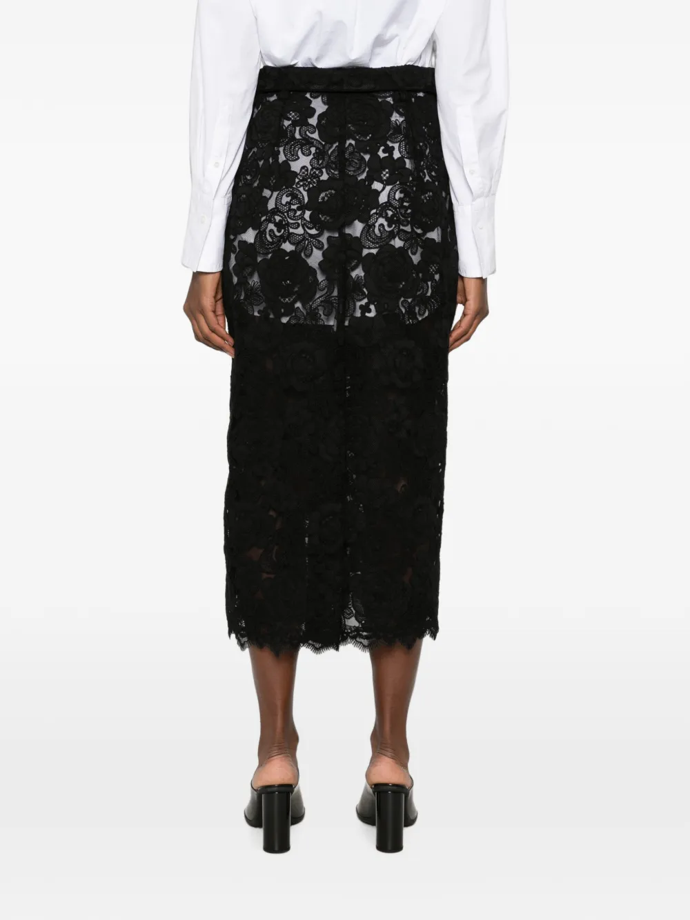 Simone Rocha lace-embellished belted skirt Zwart
