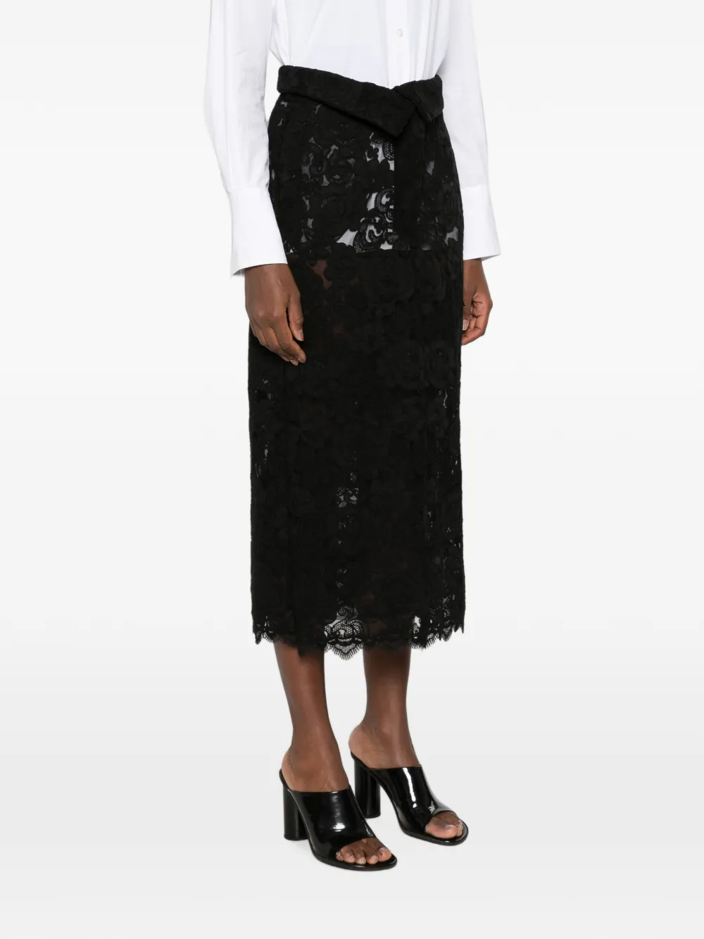 Simone Rocha lace-embellished belted skirt Zwart