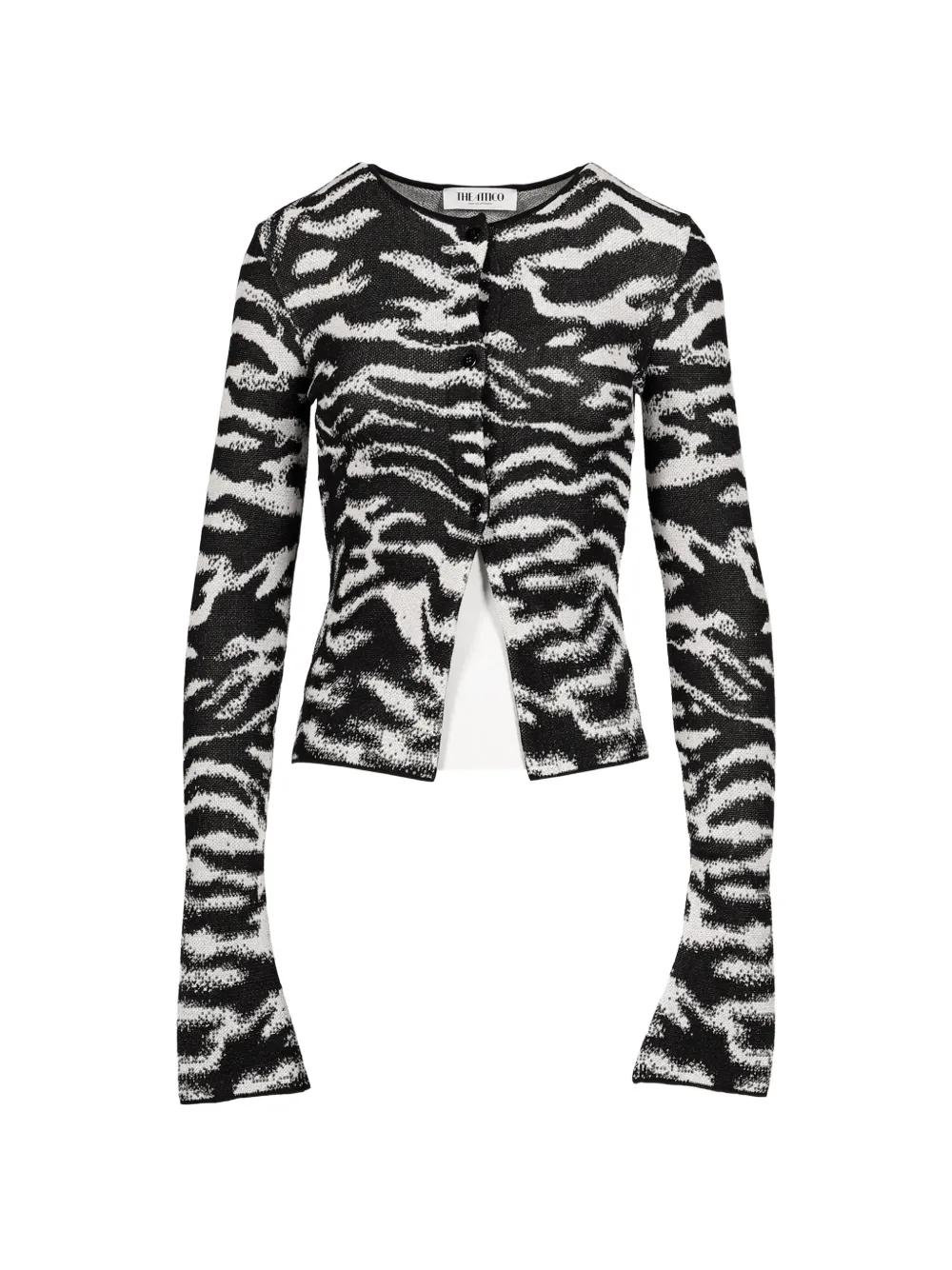 The Attico zebra-jacquard button-up cardigan - Nero