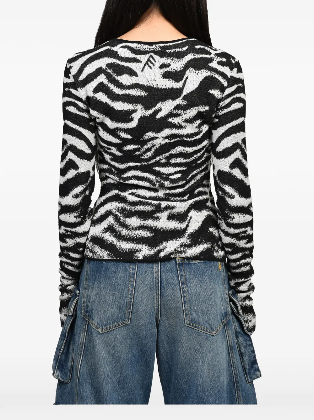 The Attico Vest met knopen en zebra-jacquard Zwart