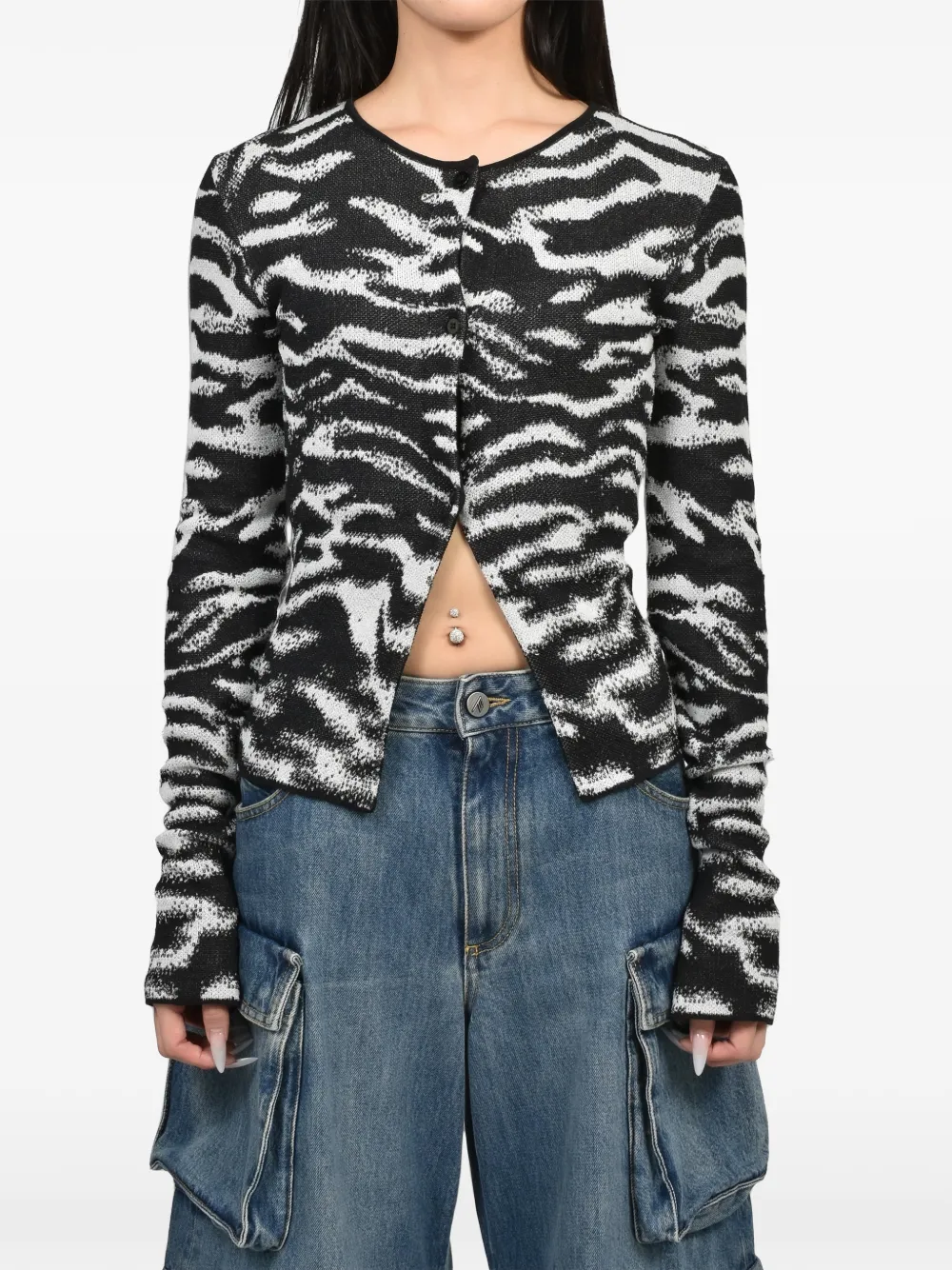 The Attico Vest met knopen en zebra-jacquard Zwart