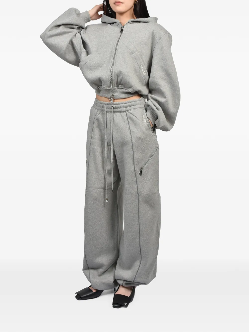 The Attico Hoodie met geborduurd logo en tweewegrits Grijs