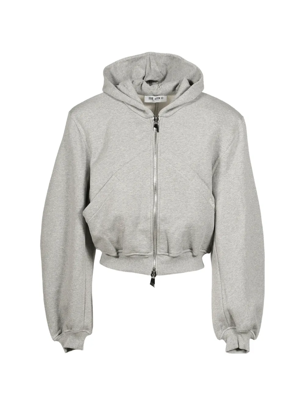 The Attico logo-embroidered two-way zip hoodie - Grigio