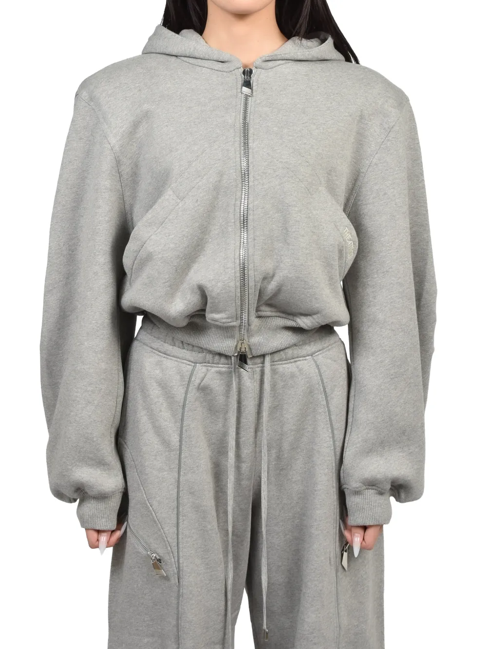 The Attico Hoodie met geborduurd logo en tweewegrits Grijs