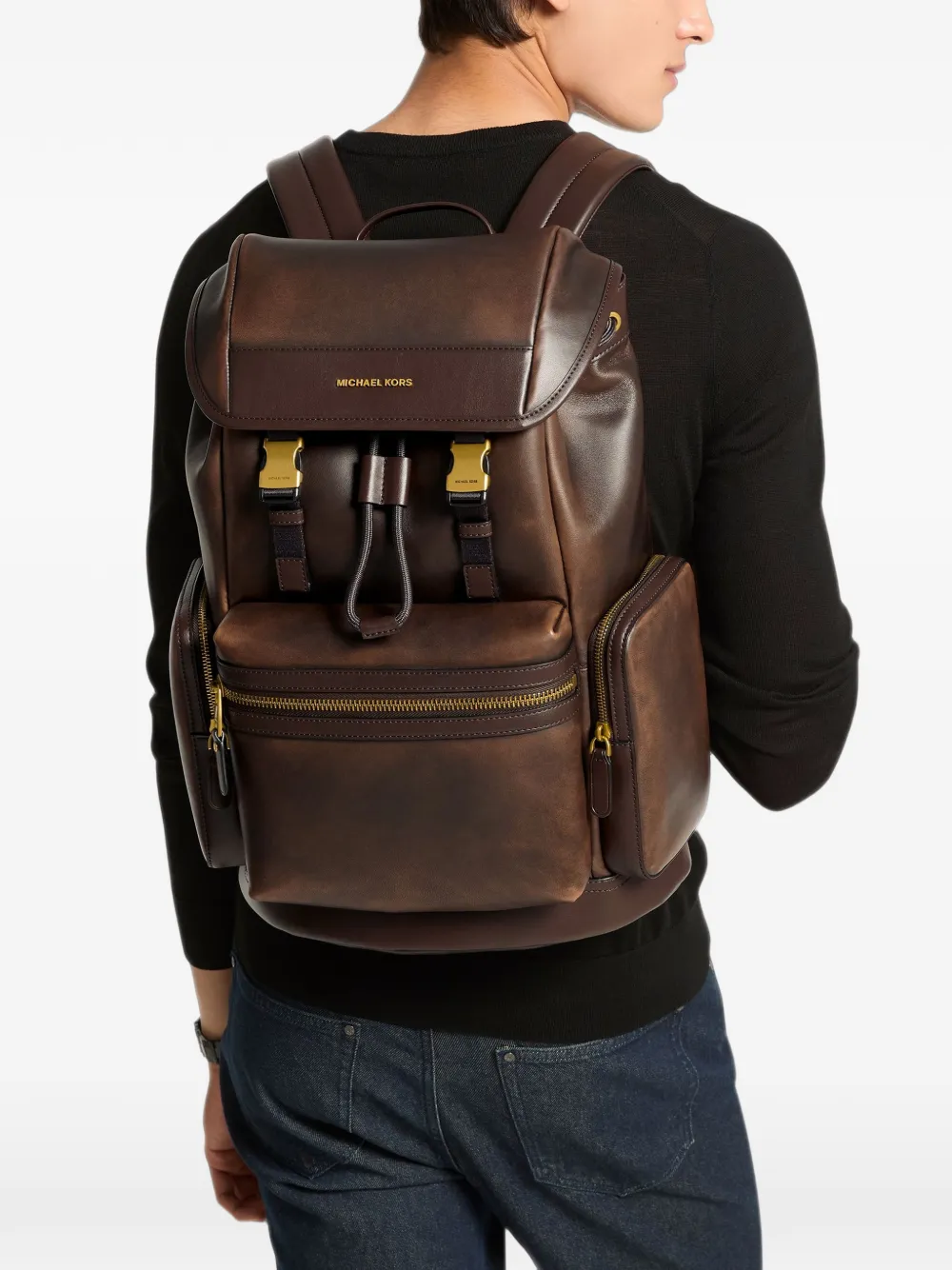 Michael Kors Hudson leren rugzak Bruin