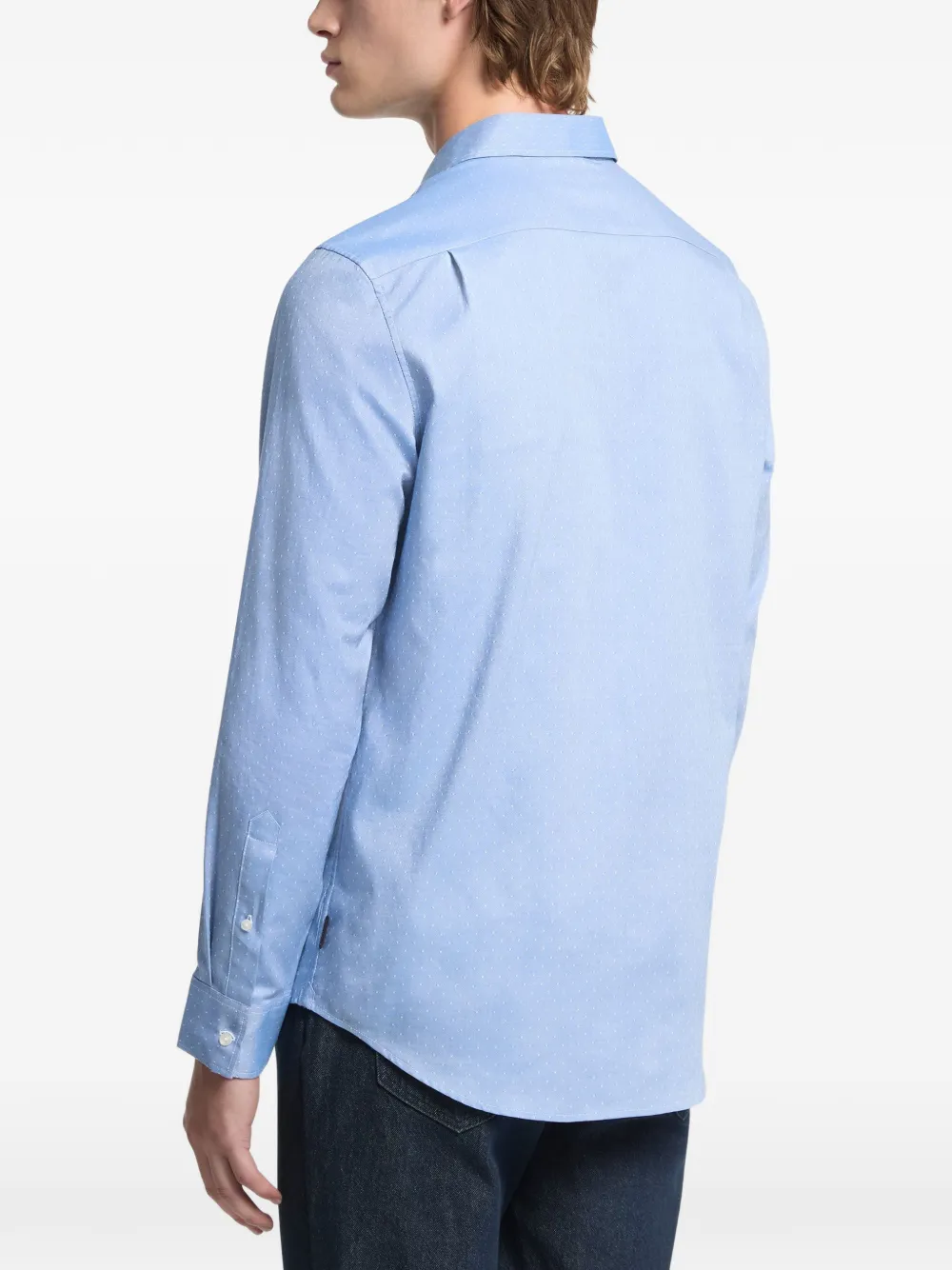 Michael Kors classic-fit printed cotton blend dobby shirt Blauw