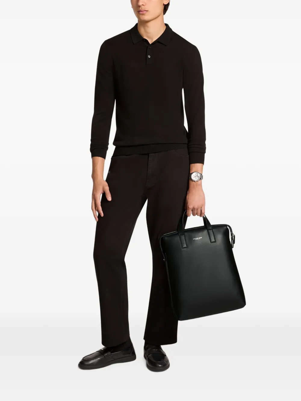 Michael Kors Nicholas Leather Convertible Backpack In Black