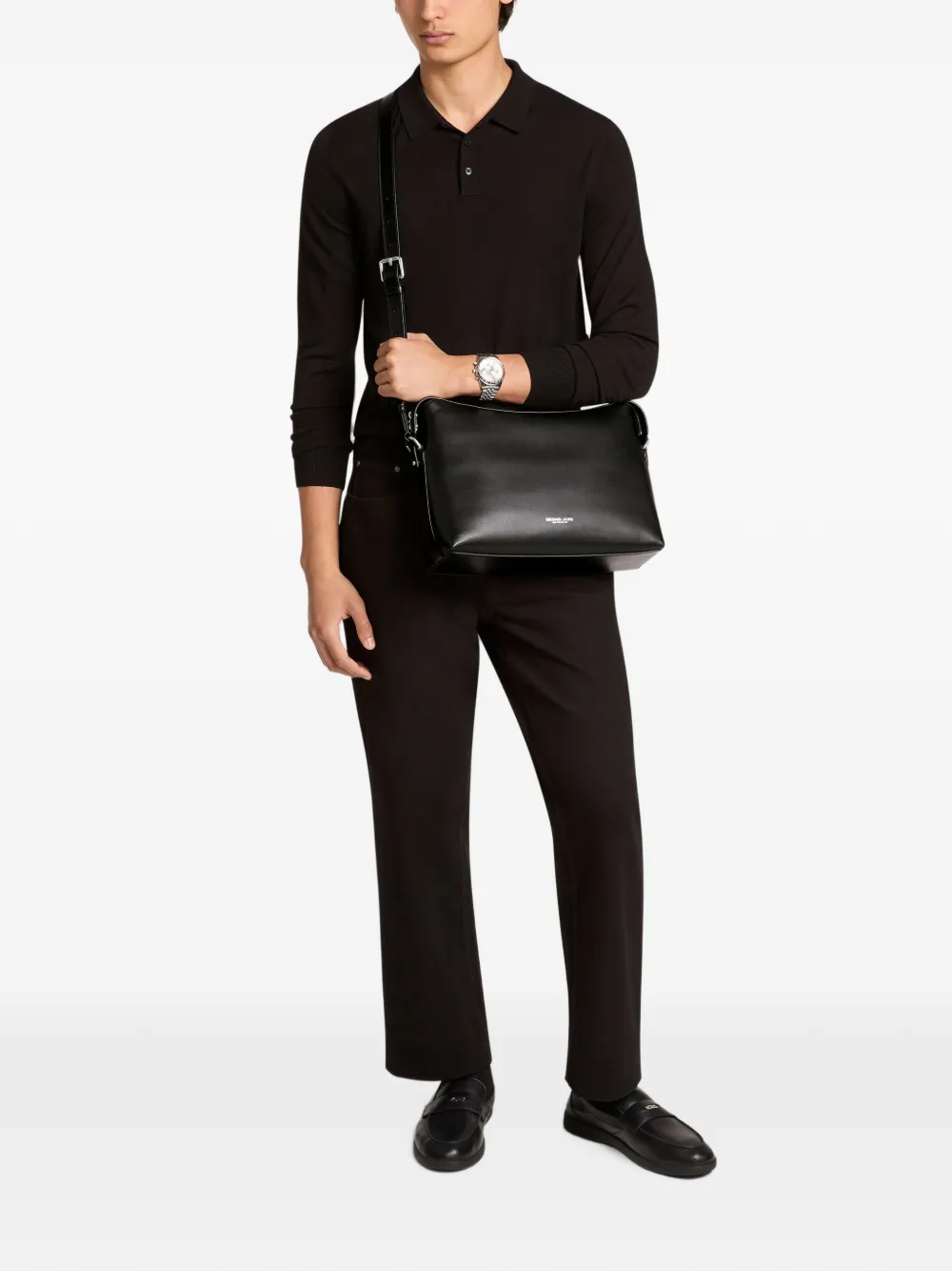Michael Kors Medium Nicholas crossbodytas van bewerkt leer Zwart