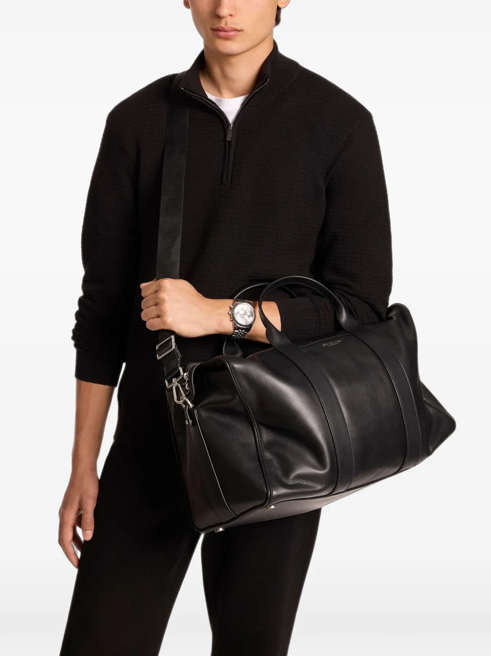 Michael Kors Medium Nicholas leren slouch duffeltas Zwart