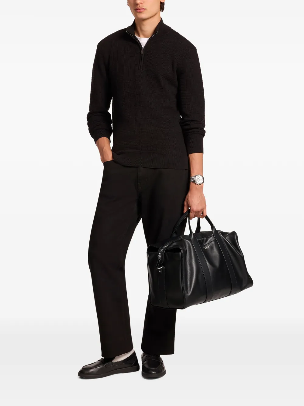 Michael Kors Medium Nicholas leren slouch duffeltas Zwart